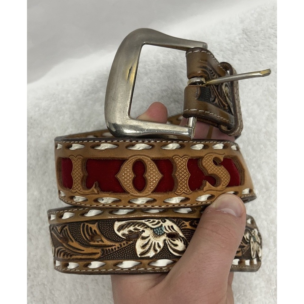 Kona Kut Nocona Belt Co Womens Size 32 Brown Leather "Lois" Named Belt